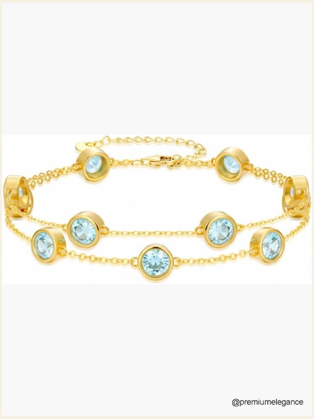 14K Gold Layered Birthstone Bracelet Adjustable Lobster Clasp